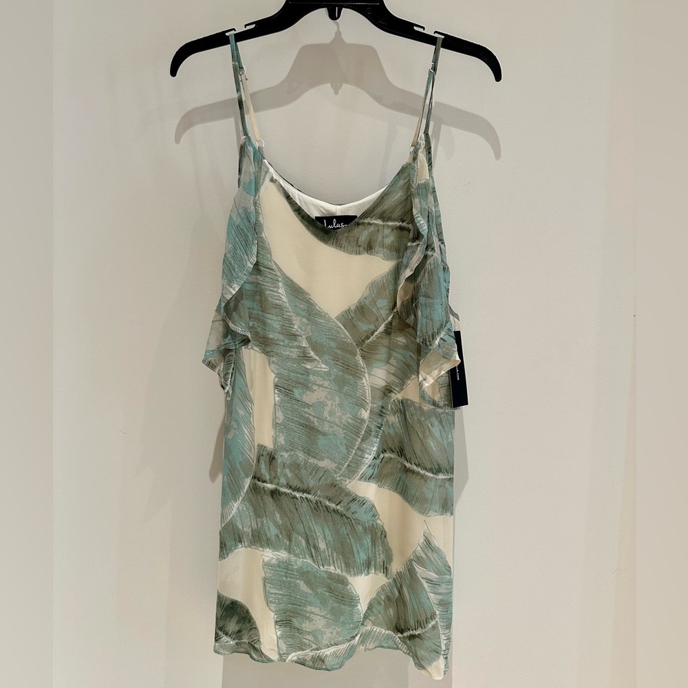 Lush Green and White Leaf Print Dress